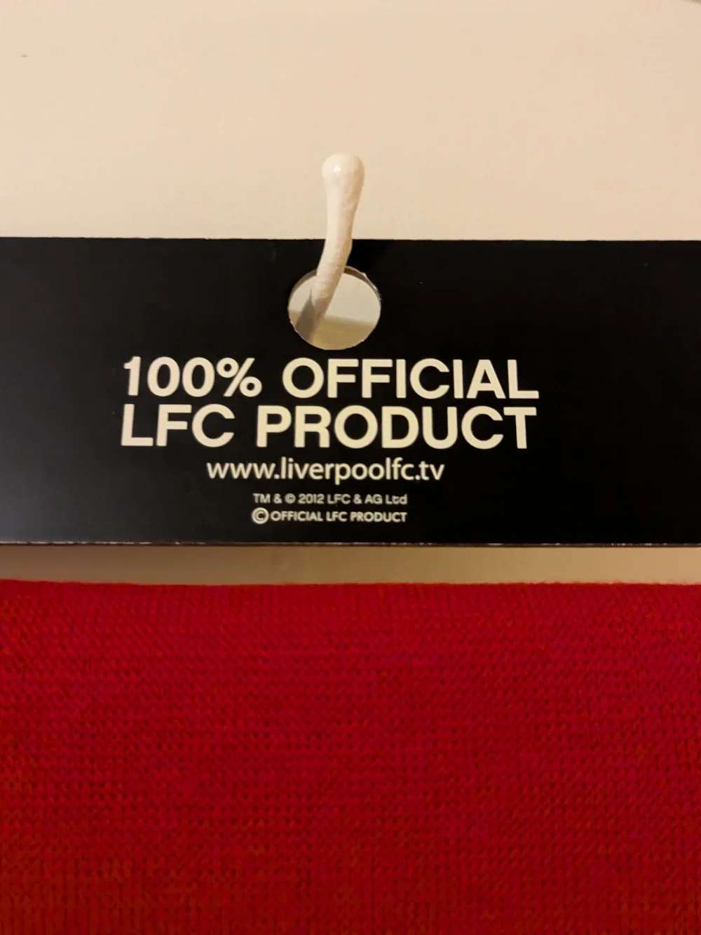 2012 ​Official Liverpool FC Scarf Red White Knit Bar Fringe Soccer Football Fan